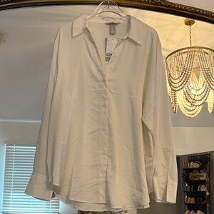 H&M Cream Women's Button-Down Shirt